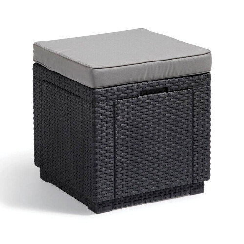 Keter (Graphite) Keter Cube Cushion Seat Table Footrest Storage Box
