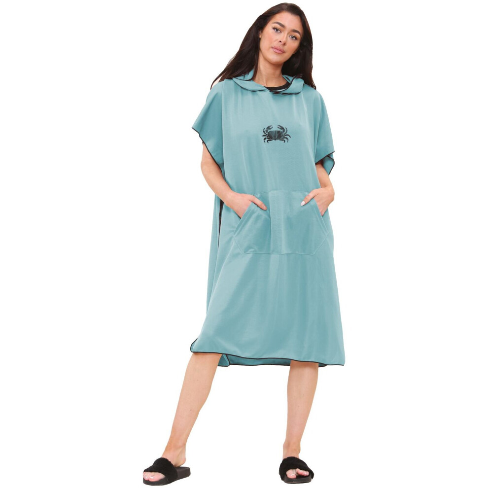 (Turquoise) Unisex Poncho Towel Beach Swimming Changing Robe