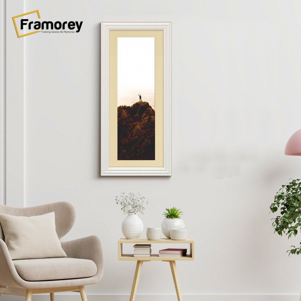 (White With Ivory Mount, 28x12" Pic (32x16" Frame)) Panoramic Size White Picture Frame / LW Style Wall Art Frame / Modern Photo Frames With Multicolor-image-OPC-P8YXHDS-NEW