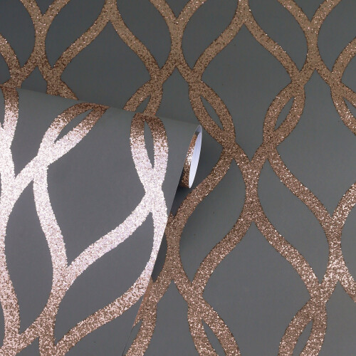 Arthouse Sequin Trellis Charcoal/Rose Gold 2