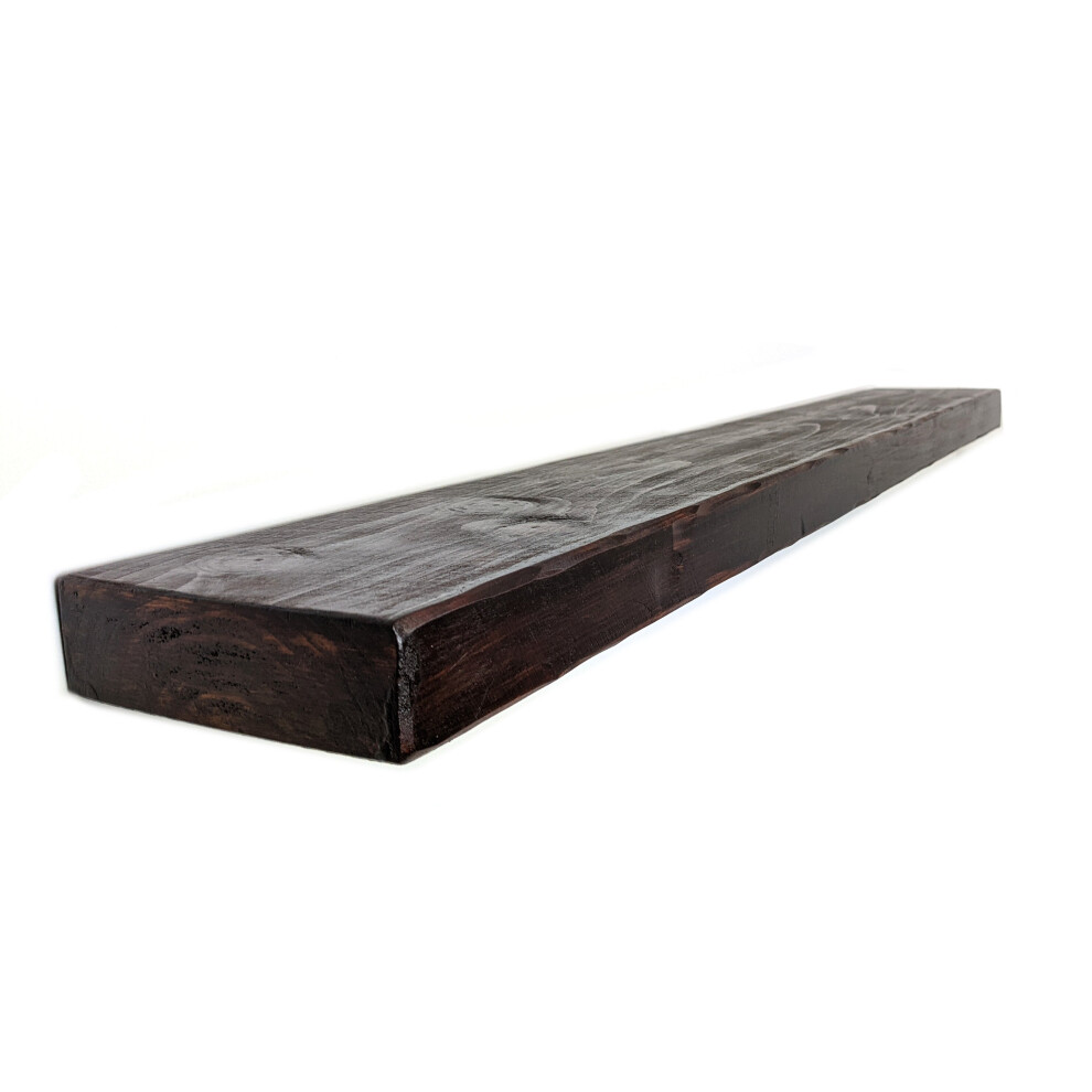 (Walnut, 90cm) Wooden Antique Style Floating Shelf Handmade Vintage Rustic 6" 140mm