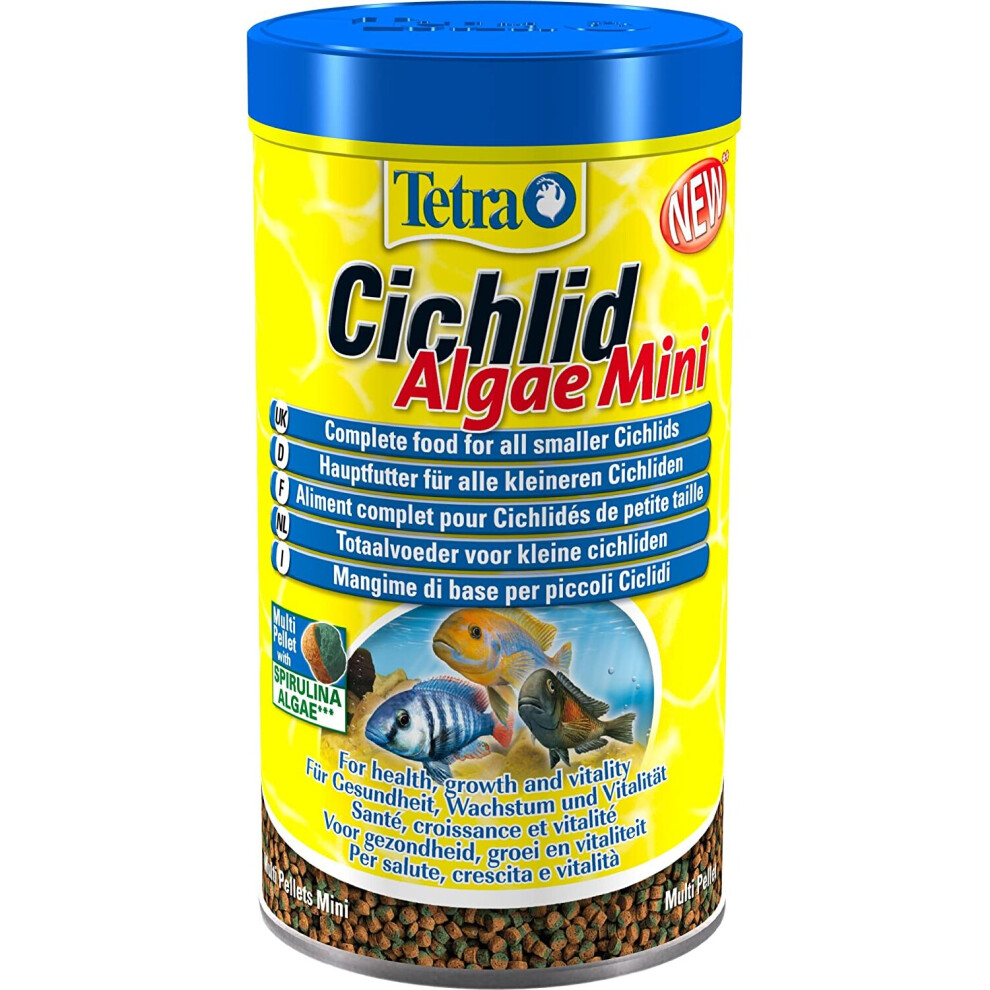 Tetra Cichlid Algae Mini Pellets, Complete Food for All Smaller Cichlids, 170 g