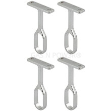 Oval Wardrobe Rail Centre Supports Brackets 15mm Wide Polished Chrome Finish x4