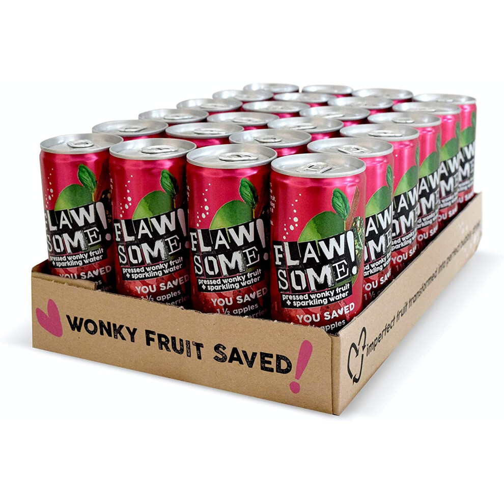 Flawsome! Drinks - Lightly Sparkling Juice – No Added Sugar 100% Pressed Fruit Juice Water - Fizzy Fruit Drink - Low Calorie Healthy Soda 