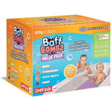 12 x Bath Bombs from Zimpli Kids, Children's Bath Fizzers, Gentle and Skin Safe, Certified Biodegradable Gift Set