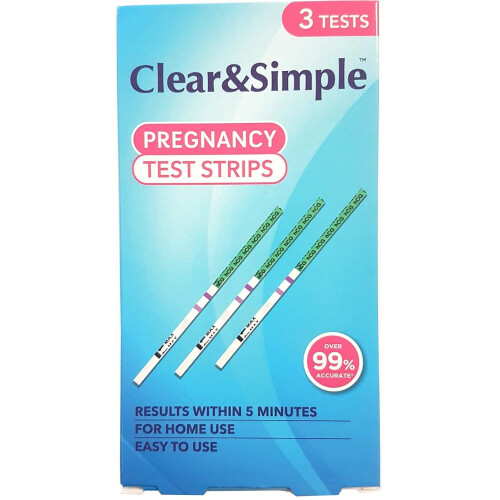 Clear and Simple HCG Pregnancy Test Strips - Pack of 3 Test Strips