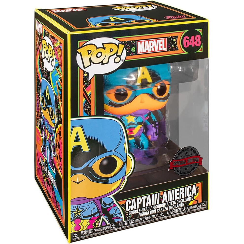 Funko 48845 Marvel Black Light Captain America Collectable Toy, Multicolour