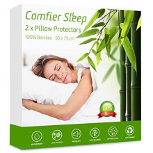 Comfier Sleep Waterproof Pillow Protectors 50x75cm Anti Allergy Super Soft Pillow Protectors 2 pack, 100% bamboo Pillow Cases 2 Pack Zipped