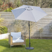 (Grey) GardenKraft 2m Outdoor Garden Parasols / Tilting Canopy & Crank