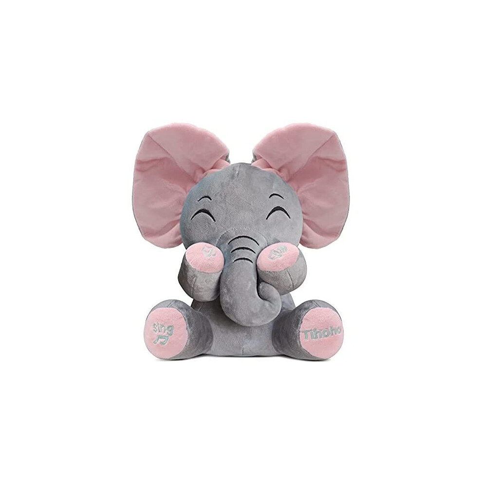 Tihoho Peek A Boo Elephant Animated Talking Singing Elephant Plush Huggable Toy Baby Animated Elephant Plush Cute Toys Gift Stuffed Doll For Baby T