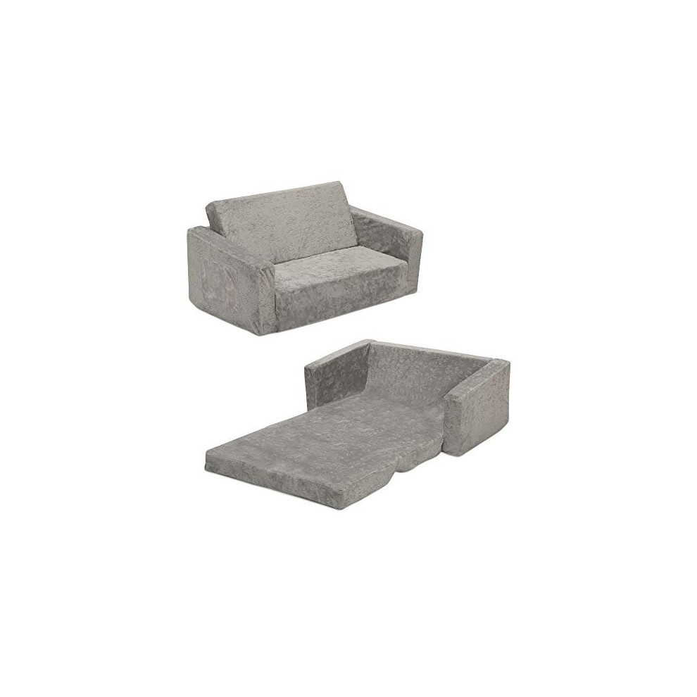 Serta Perfect Sleeper Extra Wide Convertible Sofa to Lounger - Comfy 2-in-1 Flip Open Couch/Sleeper for Kids, Grey