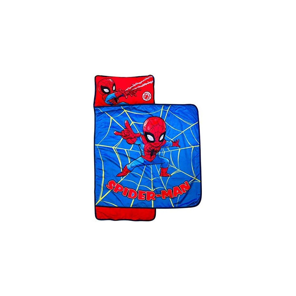 Marvel Super Hero Adventures Spidey Action Nap Mat - Built-In Pillow And Blanket Featuring Spiderman - Super Soft Microfiber Kids'/Toddler/C Jay Franco