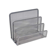 VANRA Mesh Letter Tray Metal Letter Holder Office Desk Organizer Small File Holder with 3 Lots Compartment (Silver)