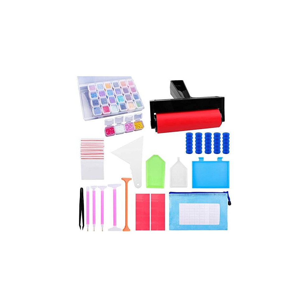 5D Diamond Painting Tools ?Accessories,SPIKG 85Pcs DIY Diamond Art Accessories Kits with Diamond Painting Roller, Point Drill Pens and Diamo