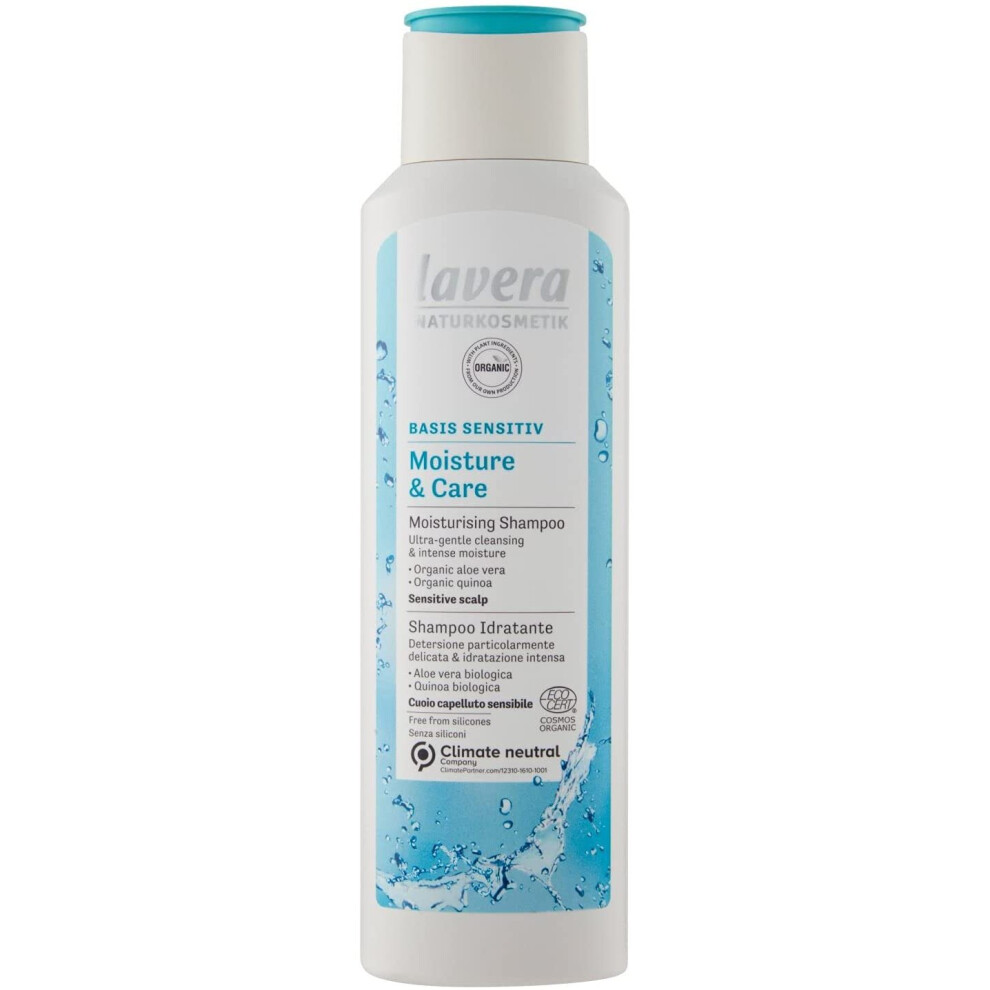 Lavera Shampoo Basis Sensitiv Moisture And Care Moisturising Shampoo Hair Care Natural Cosmetics Vegan Certified 250Ml