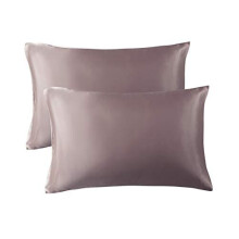 Bedsure Satin Pillow Cases 2 Pack - Taupe Pillowcase for Hair and Skin Standard Size with Envelope Closure, 50 x 75 cm