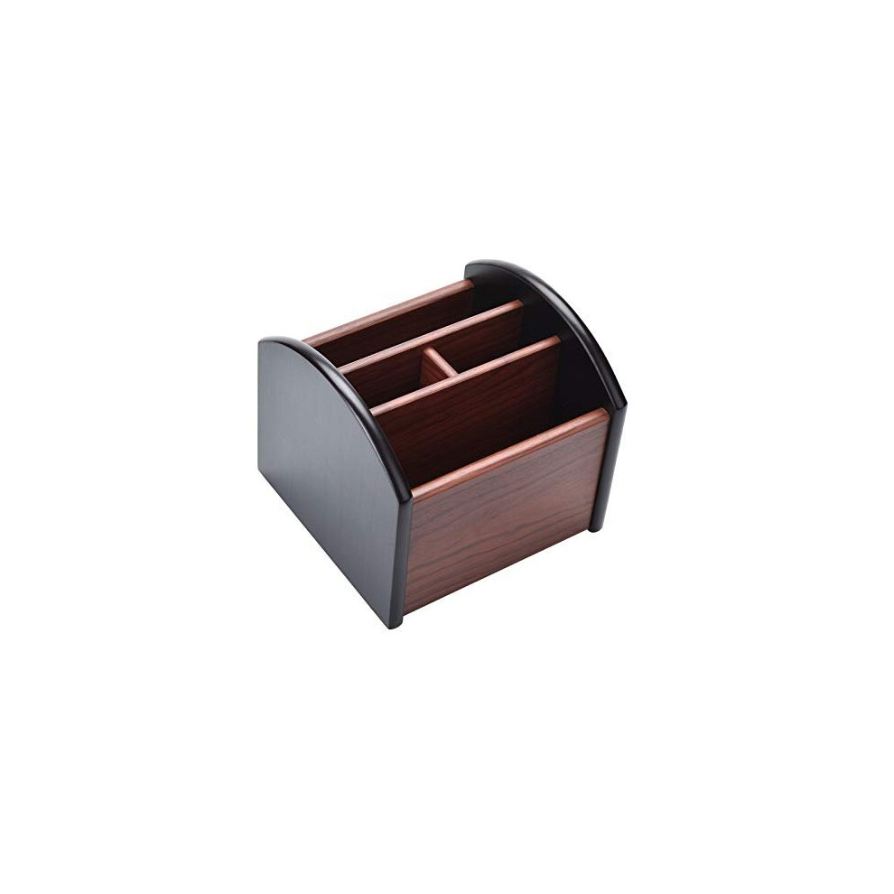 Siveit Organiseur de bureau en bois 4 compartiments rotatif pour fournitures de bureau, support rotatif pour t   l   commande (organiseur de bureau-4