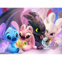 Stitch Diamond Painting Kits for Christmas, POENOEN Toothless 5D DIY Full Drill Diamond Art Kits for Kids, Cross Stitch Crystal Rhinestone D