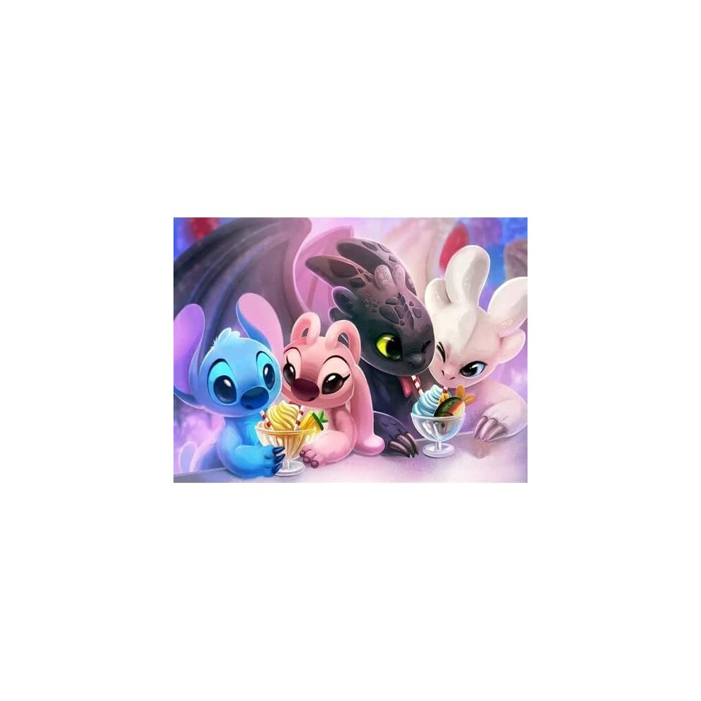 Stitch Diamond Painting Kits for Christmas, POENOEN Toothless 5D DIY Full Drill Diamond Art Kits for Kids, Cross Stitch Crystal Rhinestone D