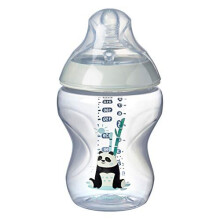 Tommee Tippee Closer to Nature Baby Bottle Anti-Colic Valve Super Soft Teat, 0+ Months, 260 ml, Pink with Decorations