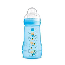 MAM Easy Active Baby Bottle A131 with SkinsoftTM Ultra Soft Silicone Nipple, for Babies Ages 2 Months, Sterilizable, Blue, 270 ml