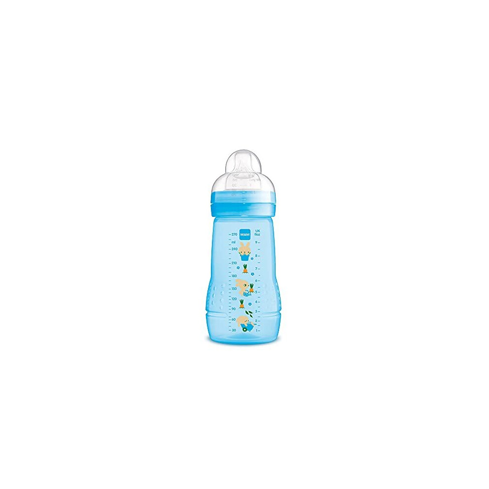 MAM Easy Active Baby Bottle A131  with SkinsoftTM Ultra Soft Silicone Nipple, for Babies Ages 2 Months, Sterilizable, Blue, 270 ml