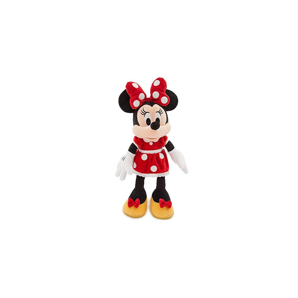 Disney Store Minnie Mouse Medium Soft Plush Toy, 47cm/18, Iconic Toy Character in Red Polka Dot Dress and Bow, Features Structured Ears and