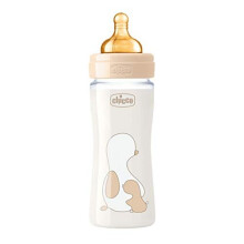 Chicco Original Touch Anti-Colic Baby Bottle with Teat in Rubber of Origin 100% Natural, Bottle with Slow Flow 0 Months+, Bottle with Glass
