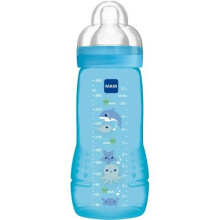 MAM Easy Active Feeding Bottle 2nd Age 330ml - 6+ Months - X-Flow Teat - Ultra Fast Speed - Blue