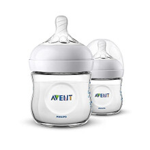 Philips Avent SCF030 / 27 - 125 ml natural bottle, Pack of 2 baby bottles, Transparent