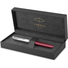 Parker 51 Fountain Pen | Burgundy Barrel with Chrome Trim | Fine Nib with Black Ink Cartridge | Gift Box