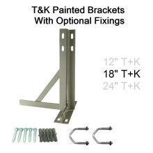 (18'' T&K Bracket, 1.75'' U Bolts (set of 2)) T&K Wall Mount Powder Coated Bracket Satellite TV Aerial FM DAB 12 18 24'' inch