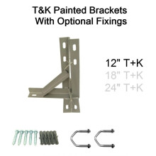 (12'' T&K Bracket, 2.5'' U Bolts with 50mm Bolt & Rawlplugs) T&K Wall Mount Powder Coated Bracket Satellite TV Aerial FM DAB 12 18 24'' inch