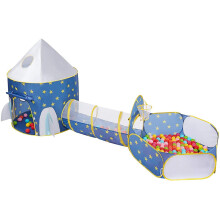 MEERO LONDON Indoor/Outdoor Children's Playhouse, 3 in 1 Foldable Tent with Crawl Tunnel Play House Ball Pit with Zipper Storage Bag(Space world)