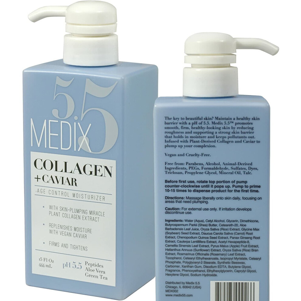 Medix 5.5 Collagen Cream With Caviar. Anti-Aging Moisturizer. Firms And Tightens For Younger Looking Skin. Anti-Aging Cream Infused With Peptides,
