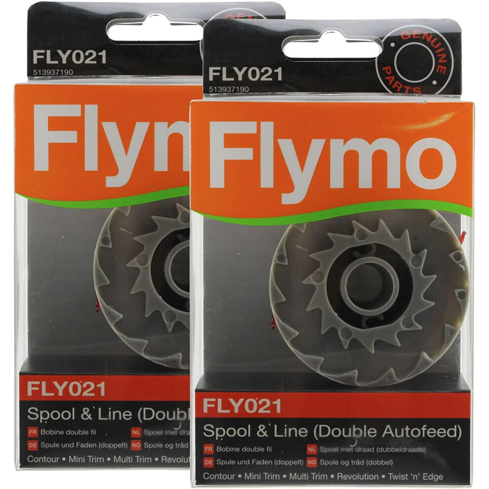 Flymo Genuine Power Trim 500 700 Strimmer Spool & Line Double Autofeed (Pack of 2, FLY021)