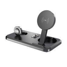 (Gray) 3 in 1 Foldable 15W Magsafe Magnetic Wireless Charger Pad For iPhone Apple Watch