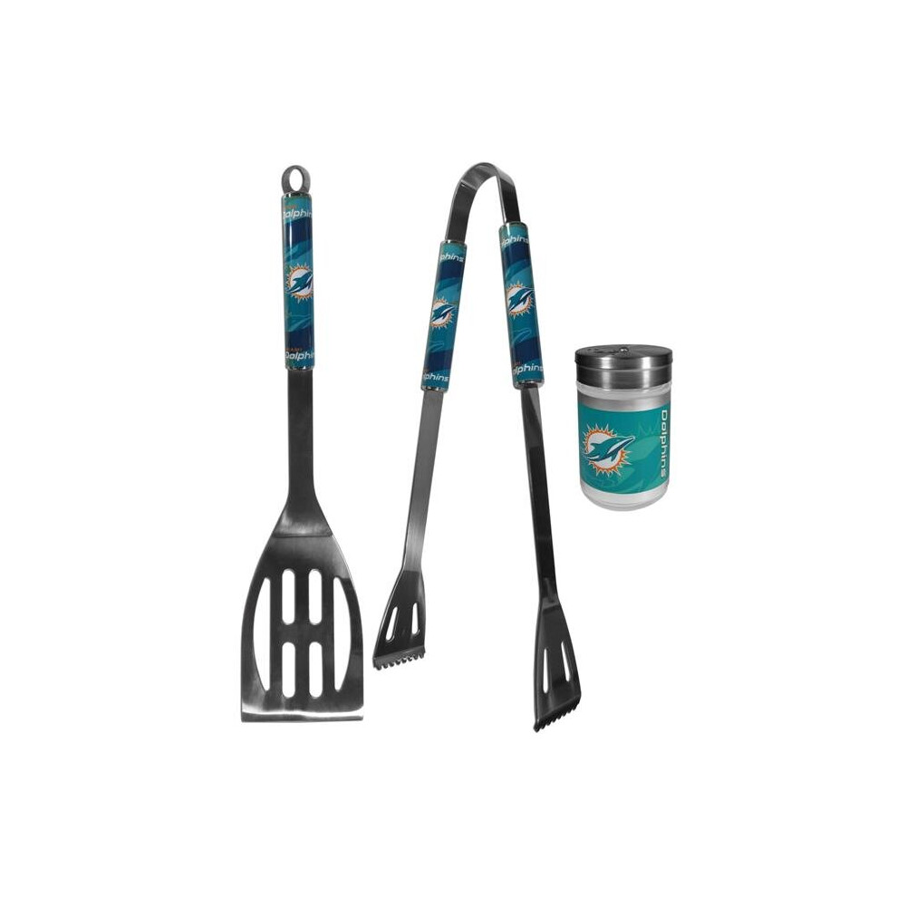 Siskiyou F2BQ060SEA Unisex NFL Miami Dolphins 2 Piece BBQ Set with Season Shaker - One Size-image-OPC-P8Z62S5-NEW