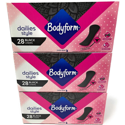 Bodyform Dailies Style x28 Black Pantyliners Multipack Bundle 3 Pack (84 Liners Total) 1