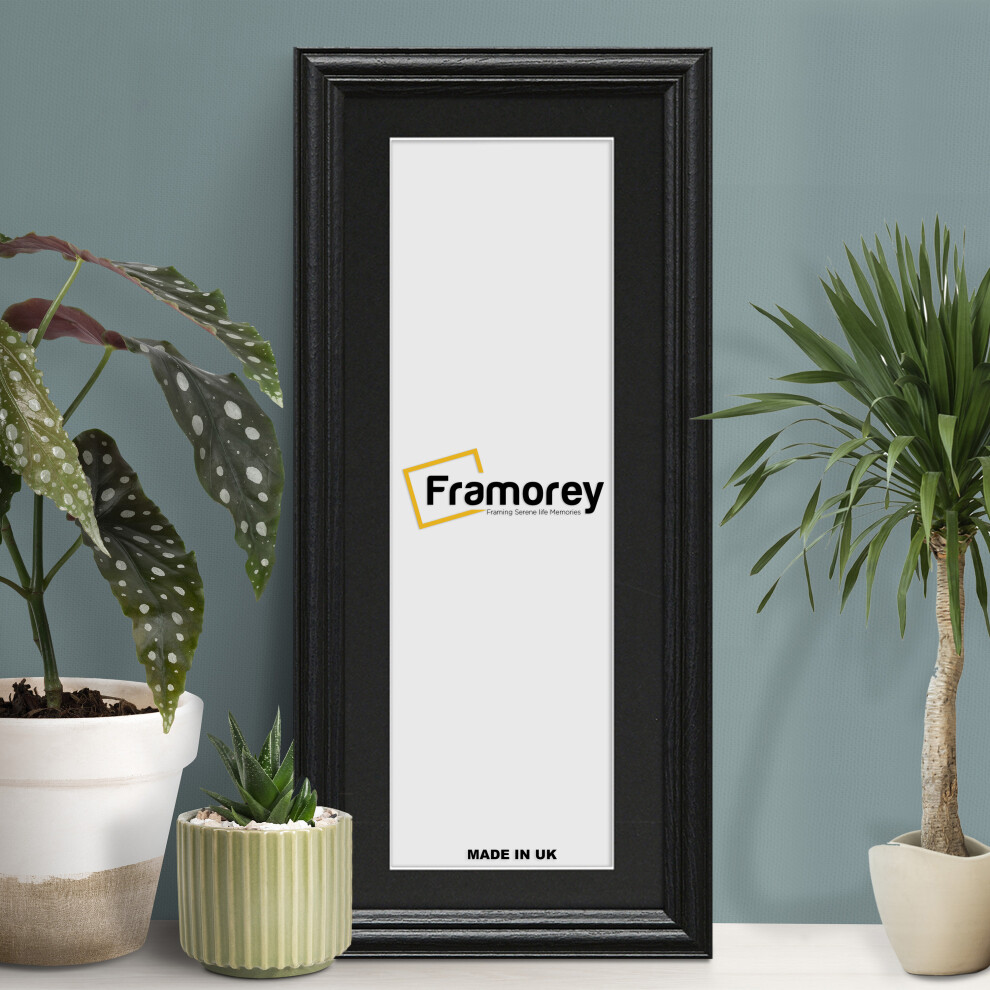 (Black With Black Mount, 20x8" Pic (24x12" Frame)) Panoramic Size Black Picture Frame / LW Style Wall Art Frame / Modern Photo Frames With Multicolored Mount