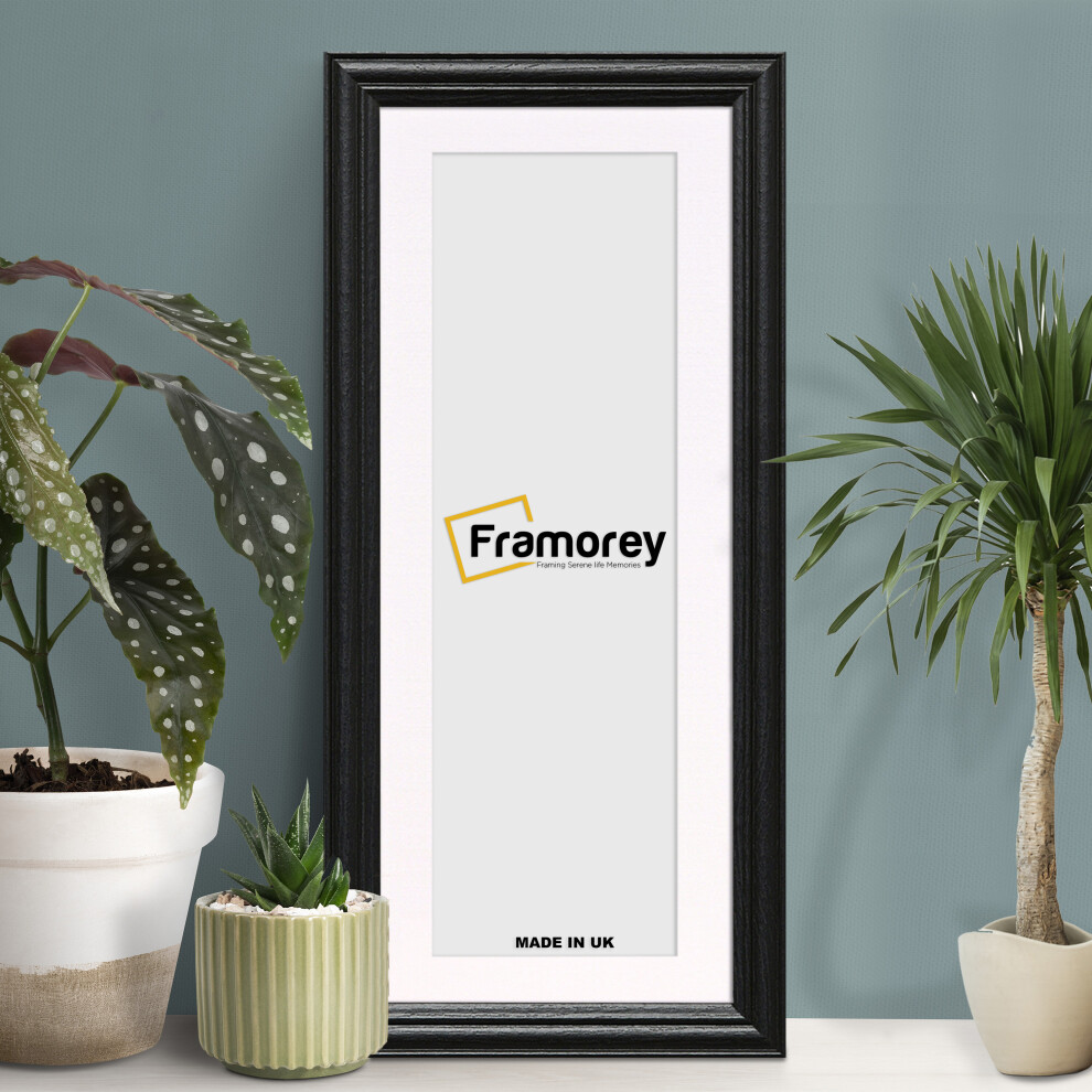 (Black With White Mount, 12x5" Pic (16x9" Frame)) Panoramic Size Black Picture Frame / LW Style Wall Art Frame / Modern Photo Frames With Multicolored Mount