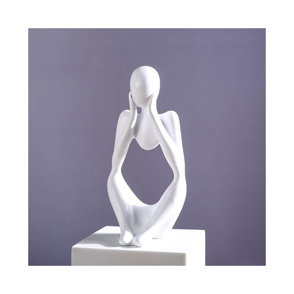 (White ) Home Office Desktop Ornament Gift Resin Thinker Sculpture Statue Figurines Decor