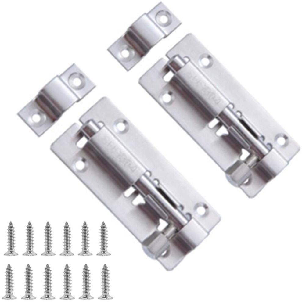 2 Pcs Door Lock Bolt Barrel Sliding Latch Lock with Screws for Bathroom Toilet Shed Door Furniture Pet Gate (3-inch)