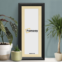 (Black With Ivory Mount, 20x5" Pic (24x9" Frame)) Panoramic Size Black Picture Frame / LW Style Wall Art Frame / Modern Photo Frames With Multicolored Mount