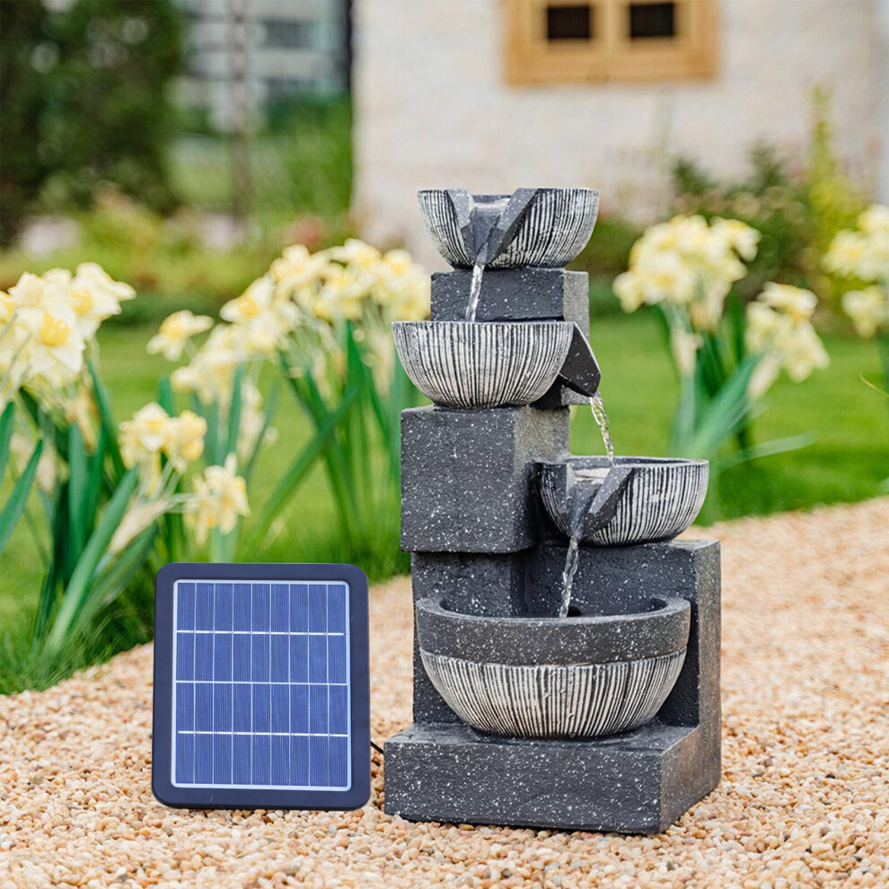 Living And Home 4 Tier Garden Bowl Fountain Resin Water Feature Led Backlight Cascading Outdoor