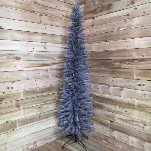 Snow Time Snowtime 244cm / 8ft Wrapped Pencil Pine Grey Christmas Tree with 460 Tips 1