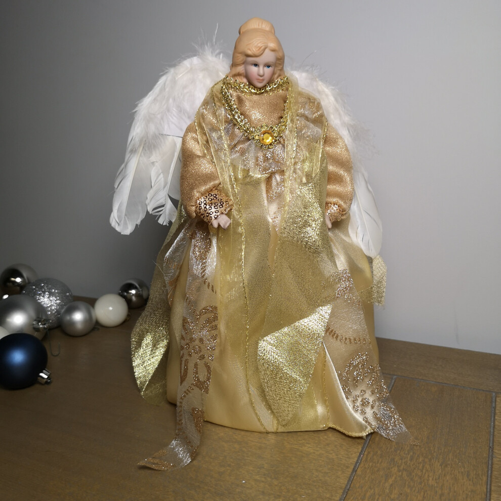 Premier 30cm Gold With Glitter Detailing Angel Tree Topper