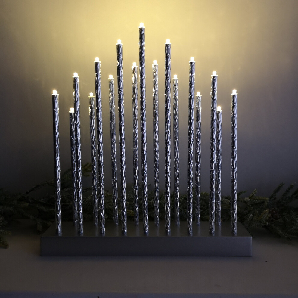 Premier 29cm 17 Light Aluminium Candlebridge with Warm White LEDs