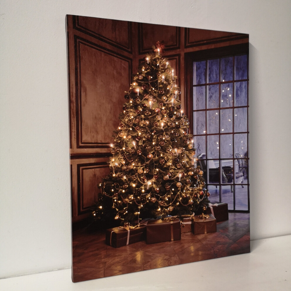 Snowtime 50cm x 40cm Christmas Tree LED Wall Canvas Picture