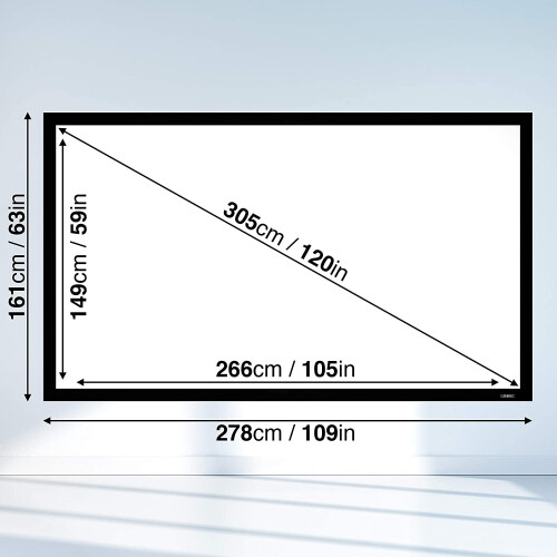 Duronic Projector Screen FFPS120/169 | 120-Inch Fixed Frame Projection Screen | Wall Mountable | +1 Gain | HD High Definition Image | 16:9 Ratio | 1